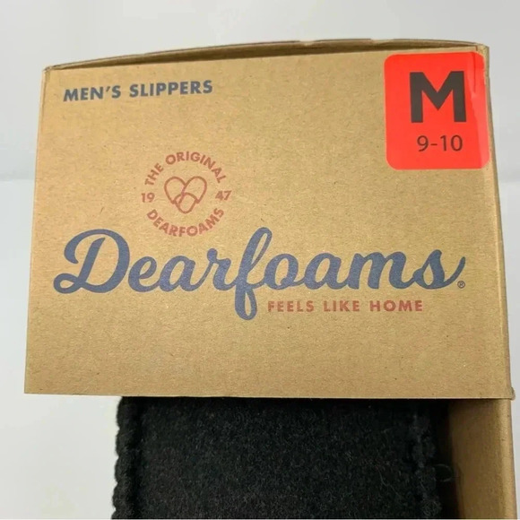 NIB Dearfoams Mens Medium (Shoe Size 9 10) Wool Blend Clog Style Slippers Black - Picture 5 of 7